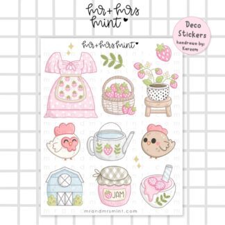 Strawberry Farm Journaling Deco | Planner Stickers